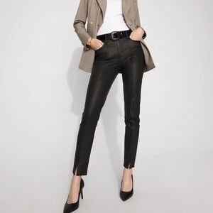 WHBM Women High Rise Vegas Coated Black Skinny Jeans